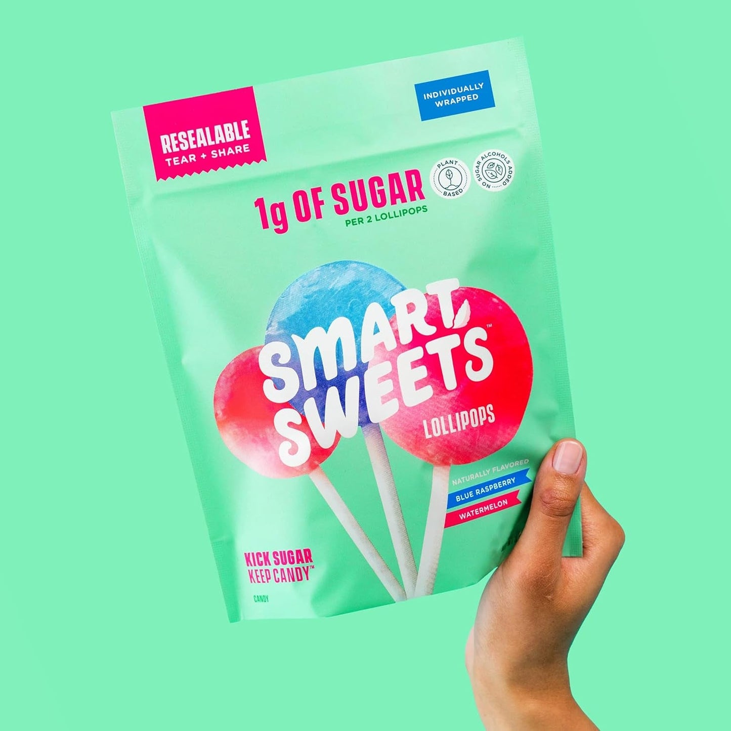 SmartSweets | Lollipops | Blue Raspberry & Watermelon and Halloween Version | Low Sugar & Calories