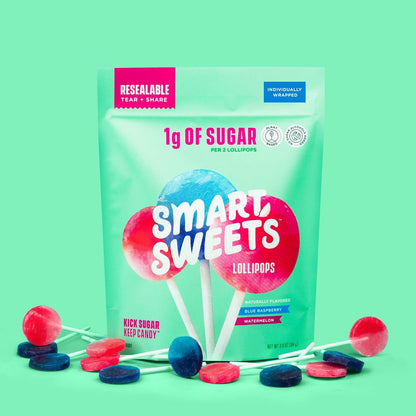 SmartSweets | Lollipops | Blue Raspberry & Watermelon and Halloween Version | Low Sugar & Calories