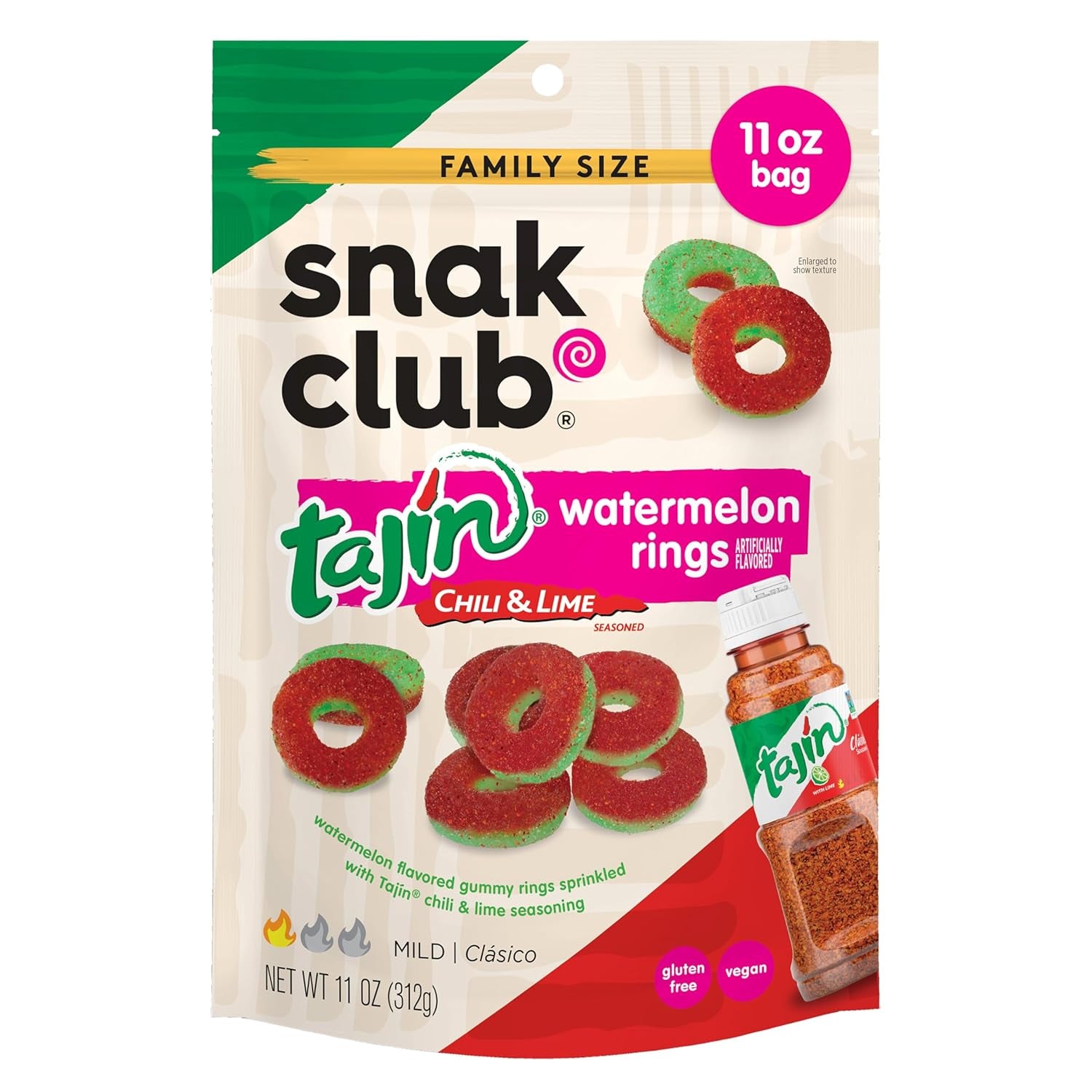 Snak Club | Rings | Sweet and Spicy Gummy Candy| Watermelon, Apple, Mango, Peach and Pineapple