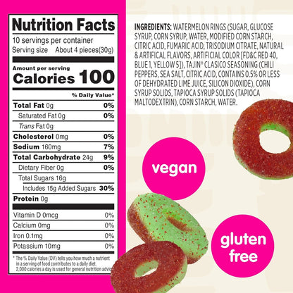 Snak Club | Rings | Sweet and Spicy Gummy Candy| Watermelon, Apple, Mango, Peach and Pineapple