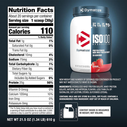 Dymatize ISO100 - Hydrolyzed Protein Powder - 100% Whey Isolate - (Multiple Flavors)