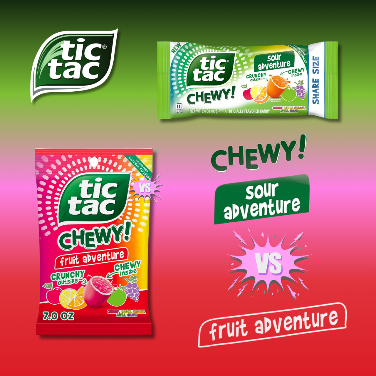 TIC TAC CHEWY! | Fruit Adventure Candy | 7 oz