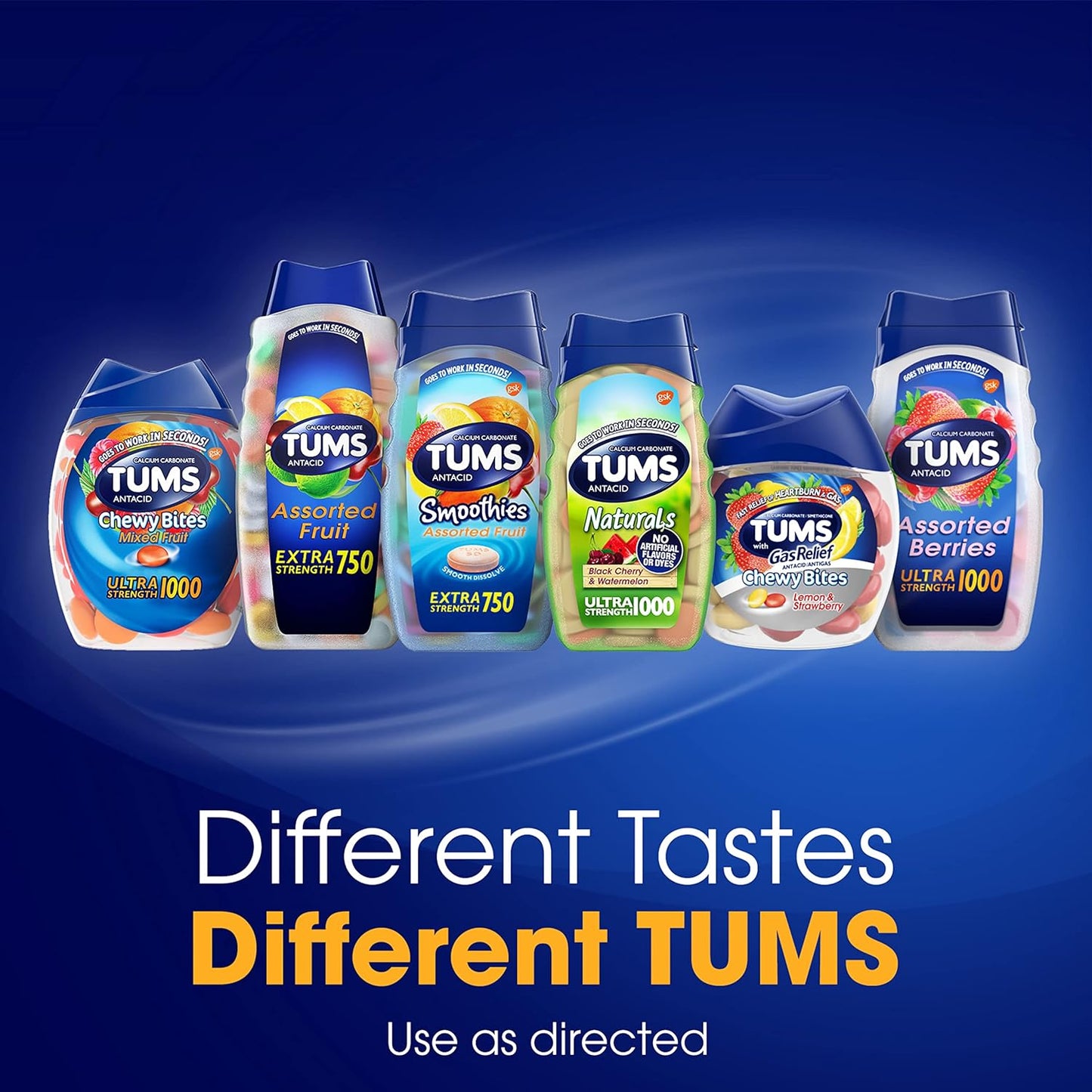 TUMS Ultra Strength 1000 - Chewable Antacid Tablets (Assorted Fruit - 72 Count)
