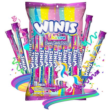 Winis Unicorn | Chewy Candy Swirl and Taffy Pops | Cotton-Candy Flavored