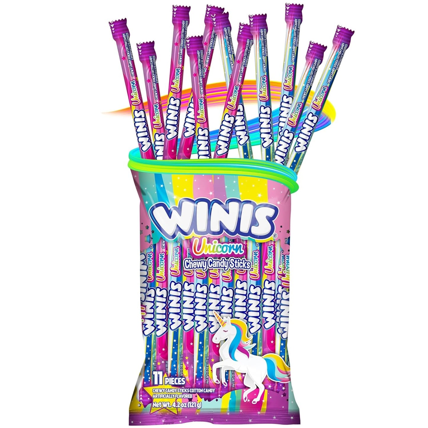 Winis Unicorn | Chewy Candy Swirl and Taffy Pops | Cotton-Candy Flavored