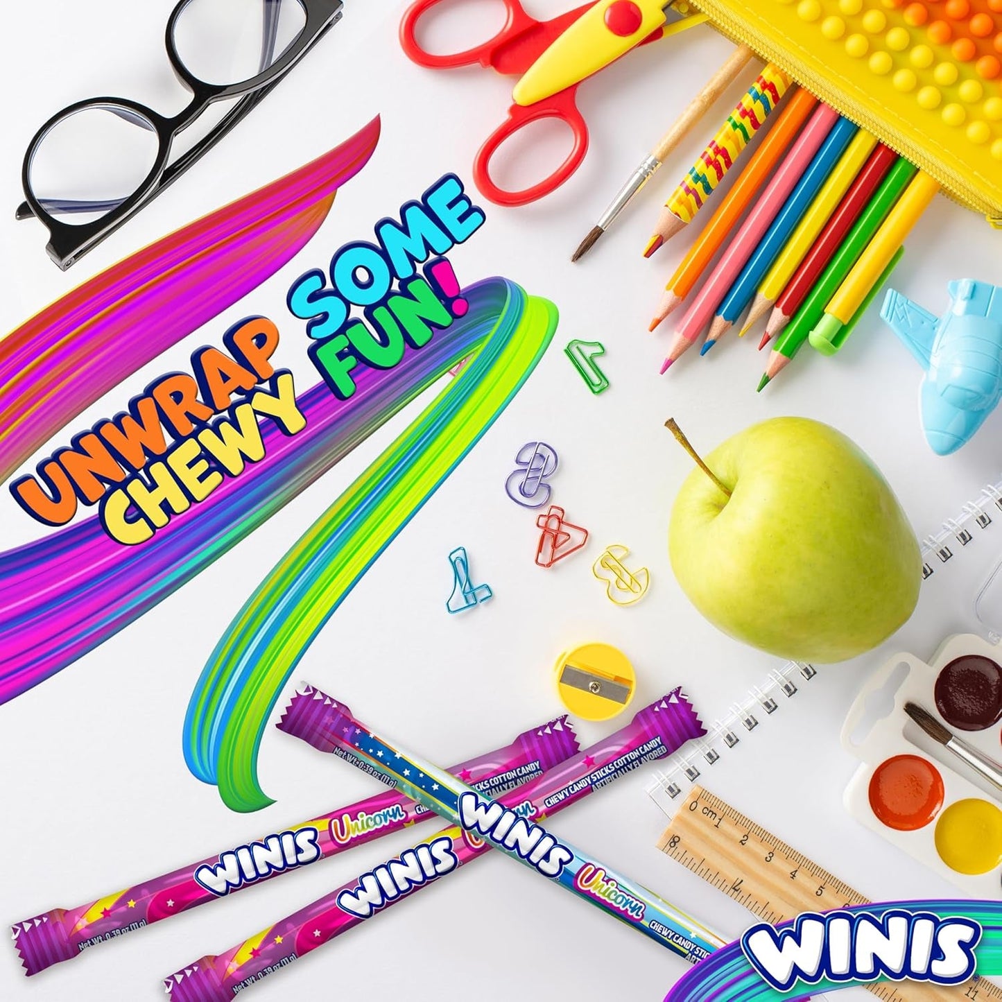 Winis Unicorn | Chewy Candy Swirl and Taffy Pops | Cotton-Candy Flavored