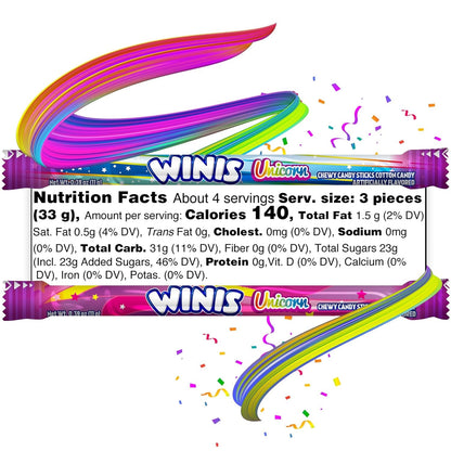 Winis Unicorn | Chewy Candy Swirl and Taffy Pops | Cotton-Candy Flavored