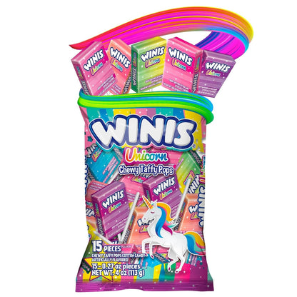 Winis Unicorn | Chewy Candy Swirl and Taffy Pops | Cotton-Candy Flavored