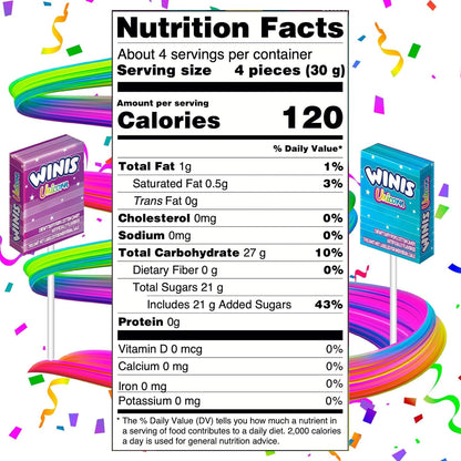 Winis Unicorn | Chewy Candy Swirl and Taffy Pops | Cotton-Candy Flavored