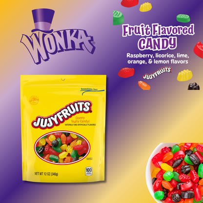 Wonka Juicyfruits | Assorted Gummy Candy | 12 oz Resealable Bag