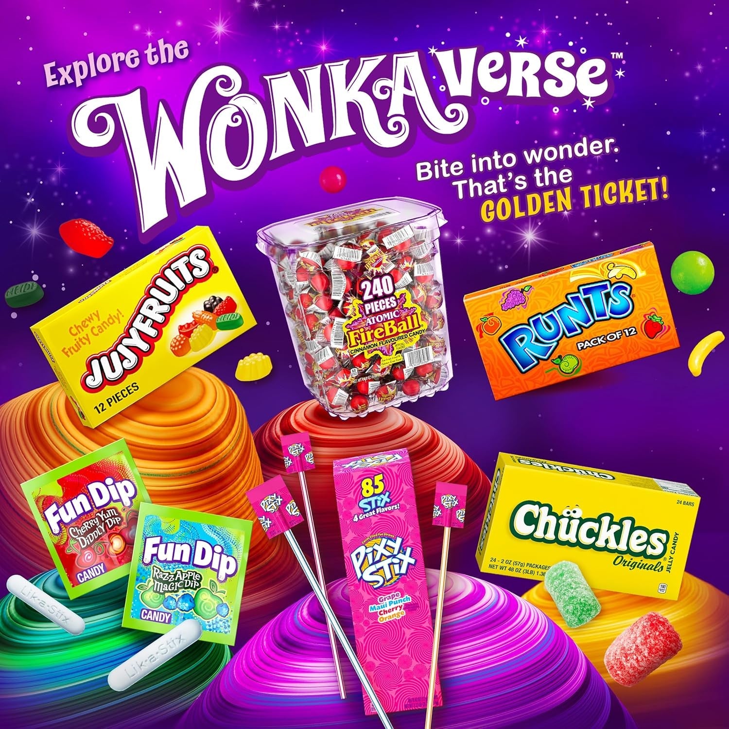 Wonka Juicyfruits | Assorted Gummy Candy | 12 oz Resealable Bag